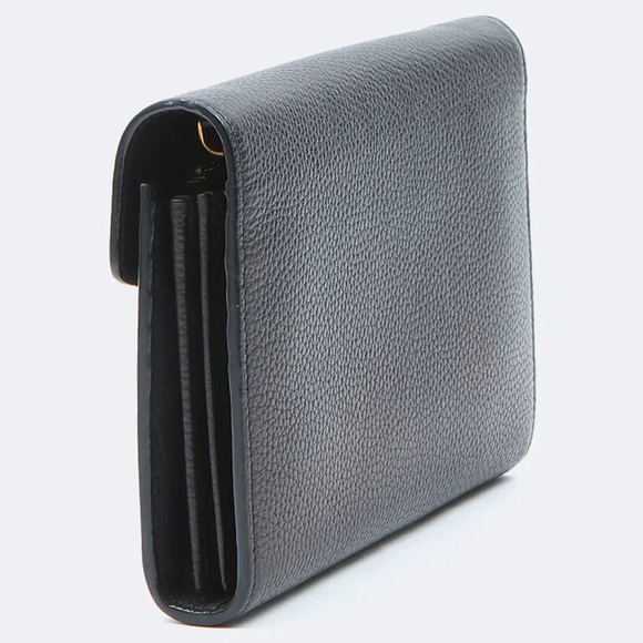 GUCCI BLACK GRAINED LEATHER GG MARMONT SMALL CHAIN BAG - Picture 8 of 10